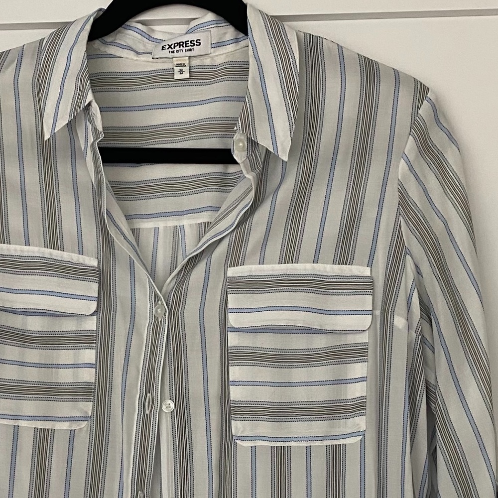 Blue/Black Striped Button Up Shirt